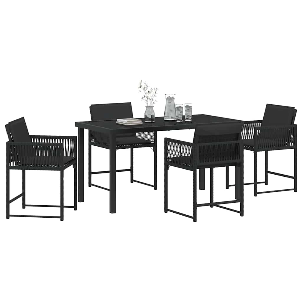 Have Spisebordssæt 5 stk. Sort polyrattan