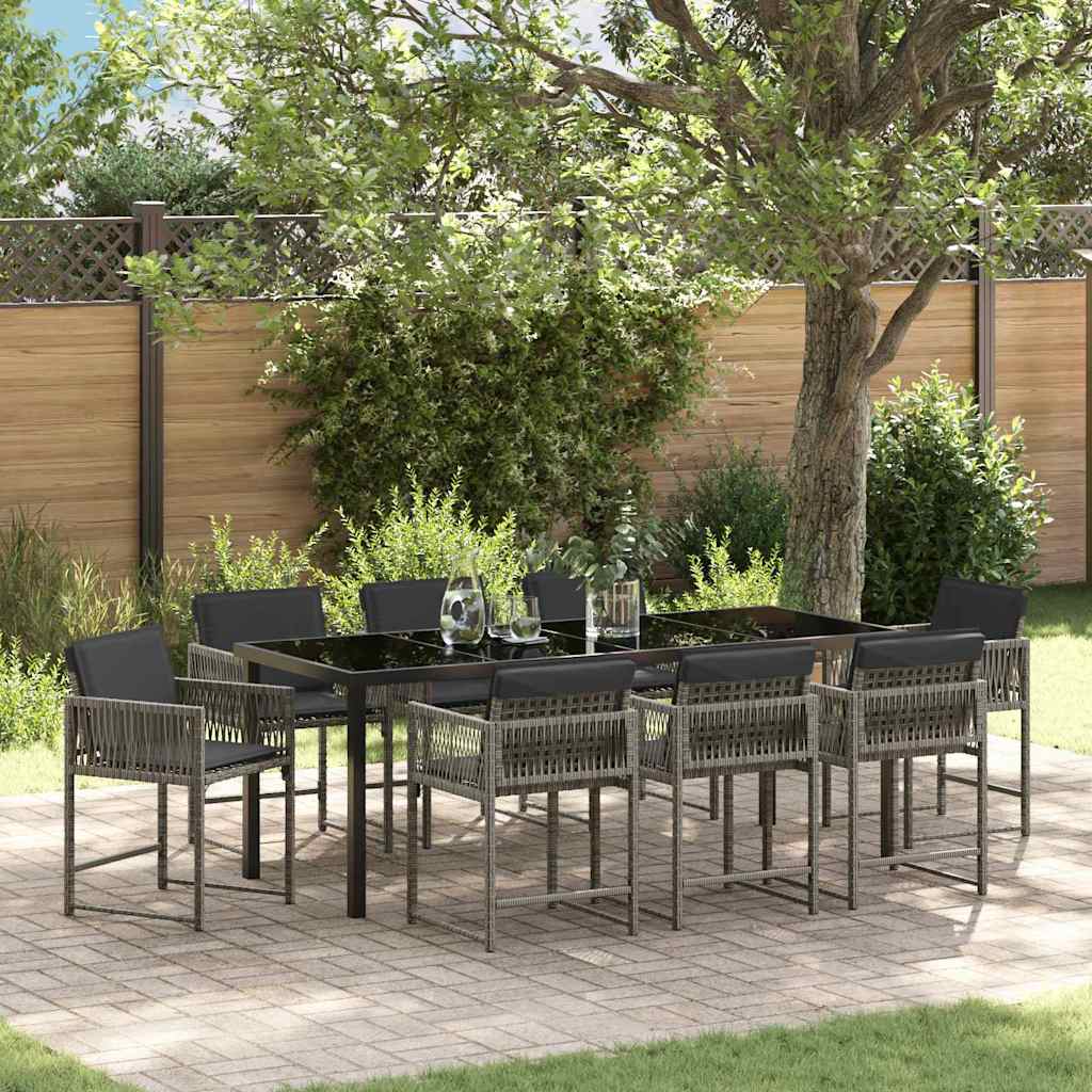 Have Spisebordssæt 9 pcs Grå polyrattan