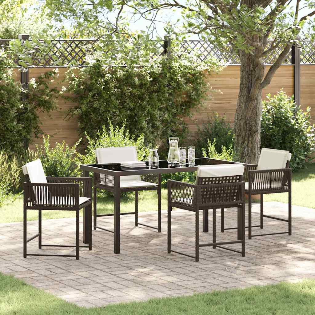 Have Spisebordssæt 5 stk. Brun polyrattan