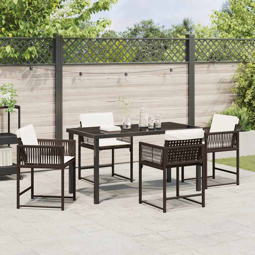 Have Spisebordssæt 5 stk. Brun polyrattan