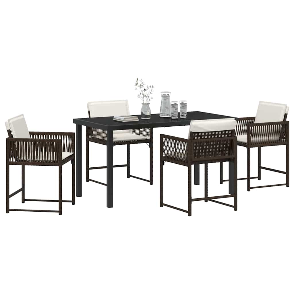 Have Spisebordssæt 5 stk. Brun polyrattan