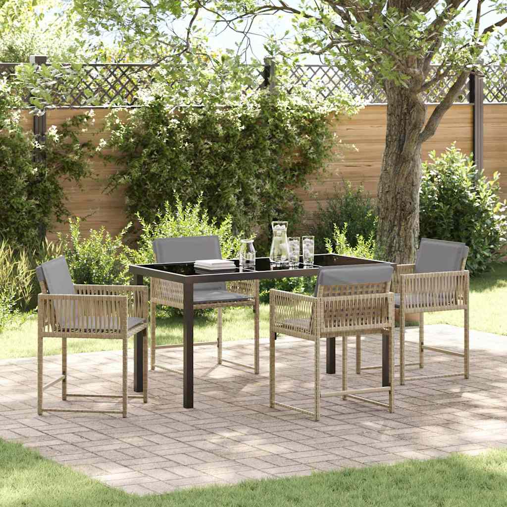 Have Spisebordssæt 5 stk. Beige polyrattan
