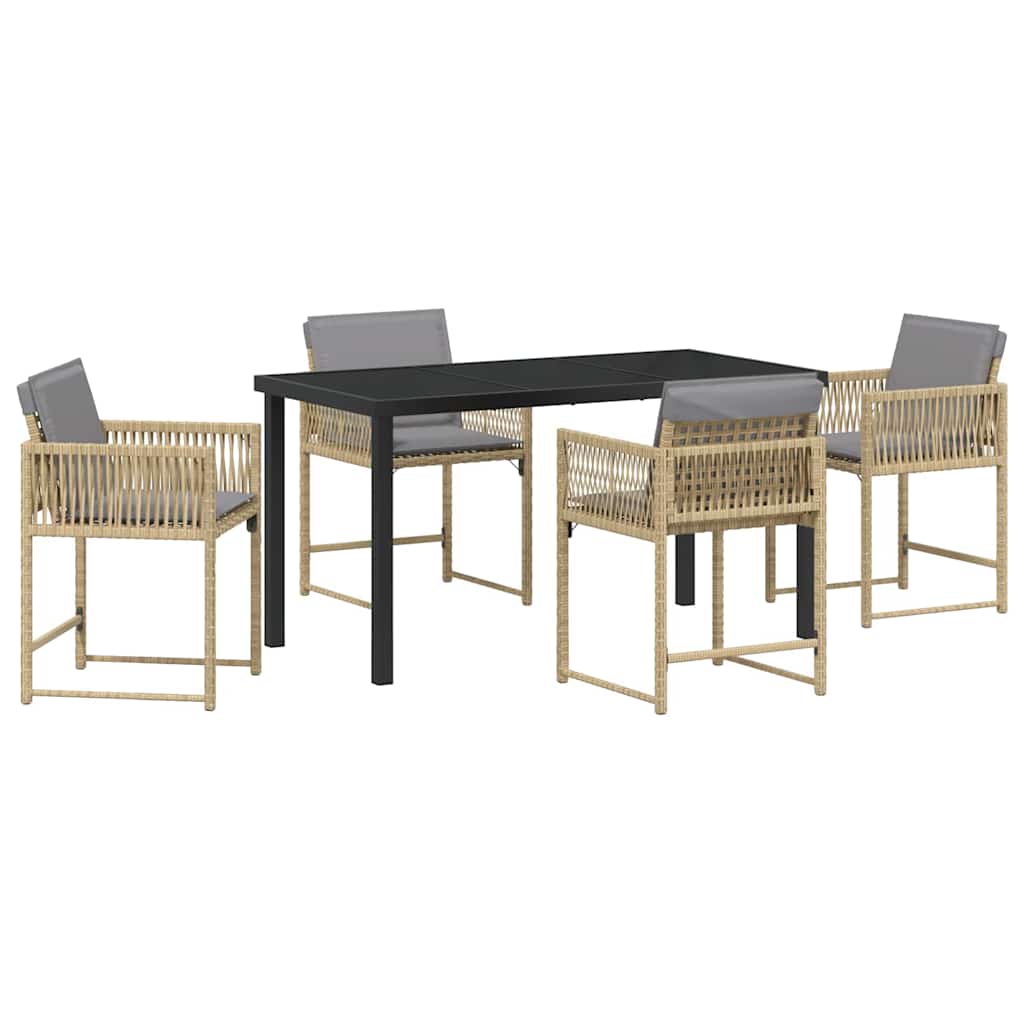 Have Spisebordssæt 5 stk. Beige polyrattan