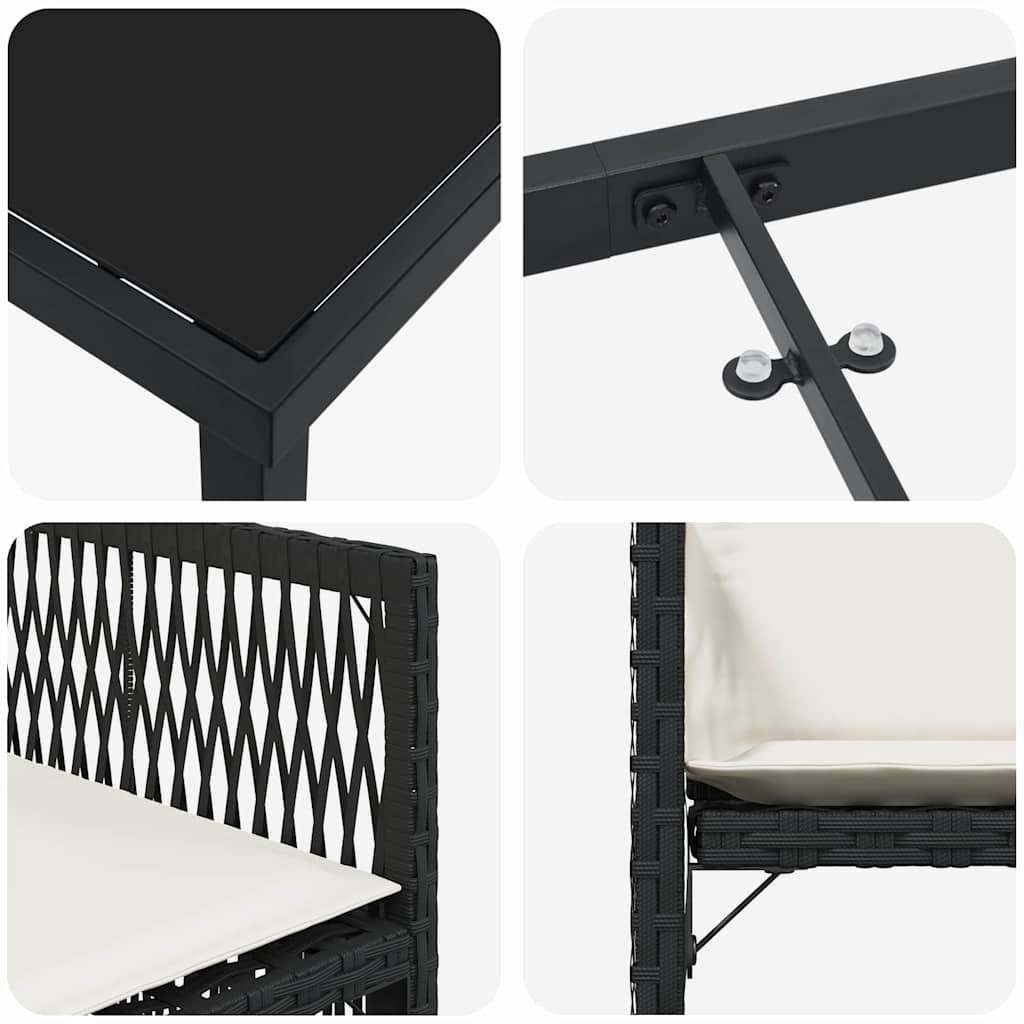 Have Spisebordssæt 5 stk. Sort polyrattan