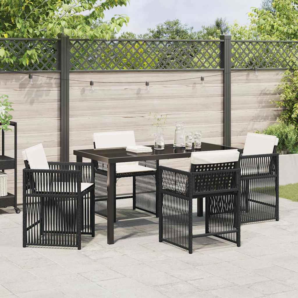 Have Spisebordssæt 5 stk. Sort polyrattan