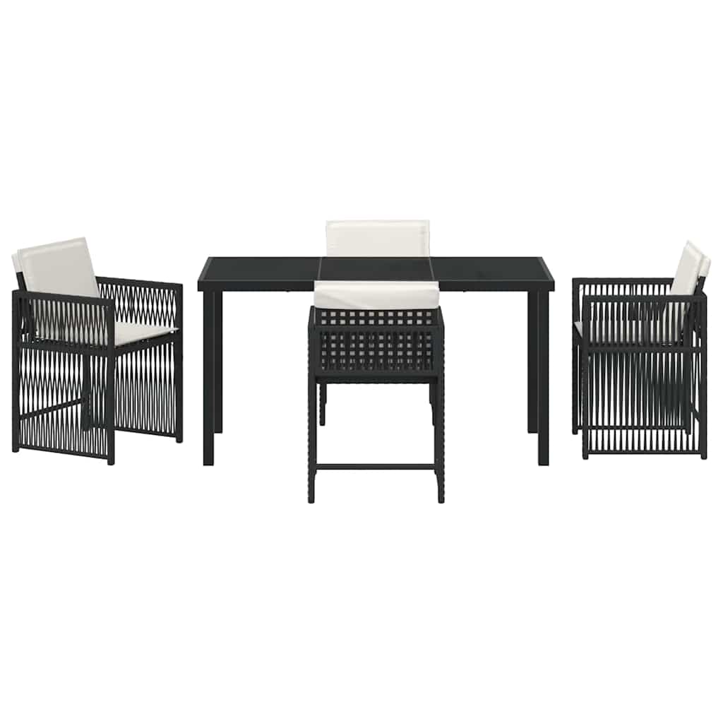 Have Spisebordssæt 5 stk. Sort polyrattan