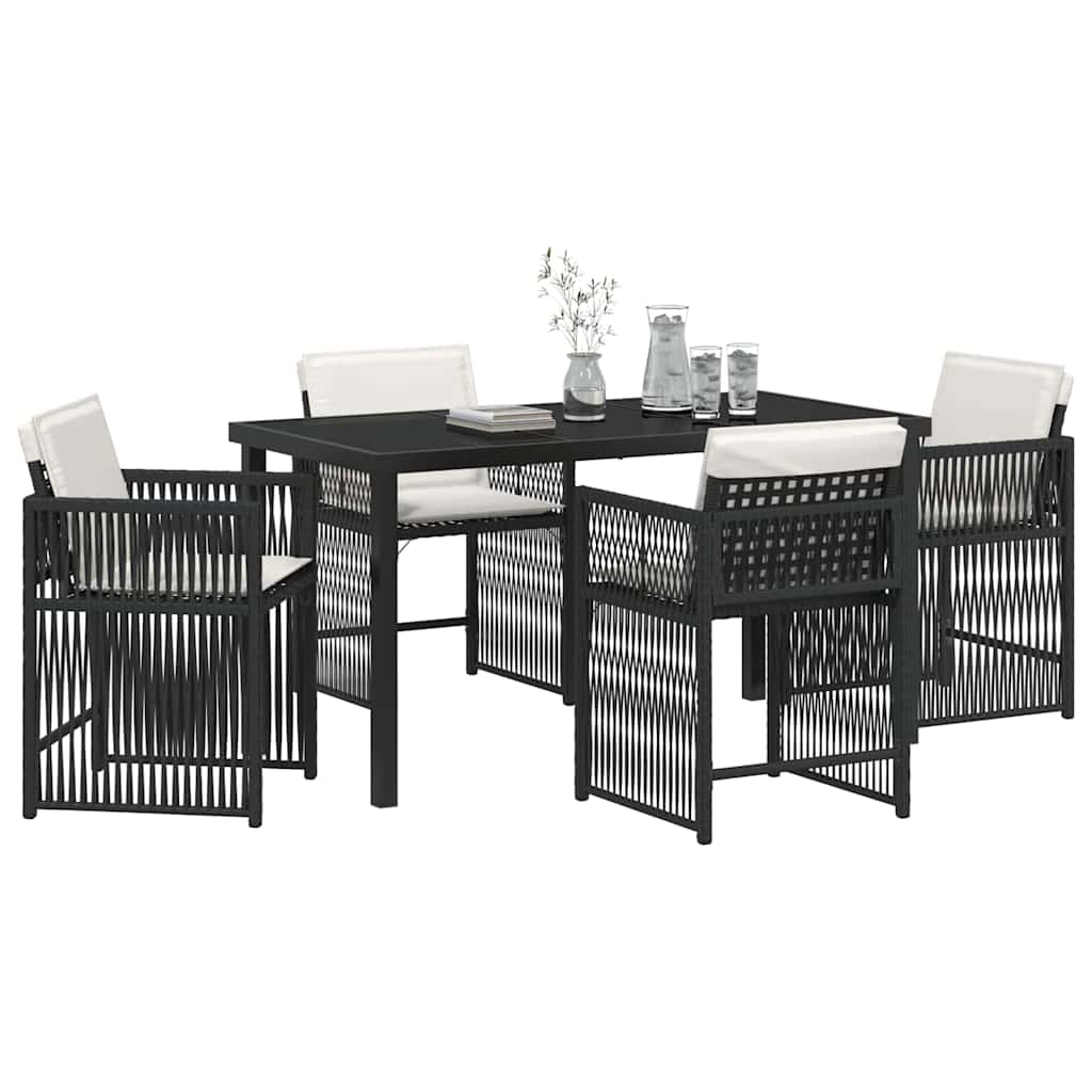 Have Spisebordssæt 5 stk. Sort polyrattan