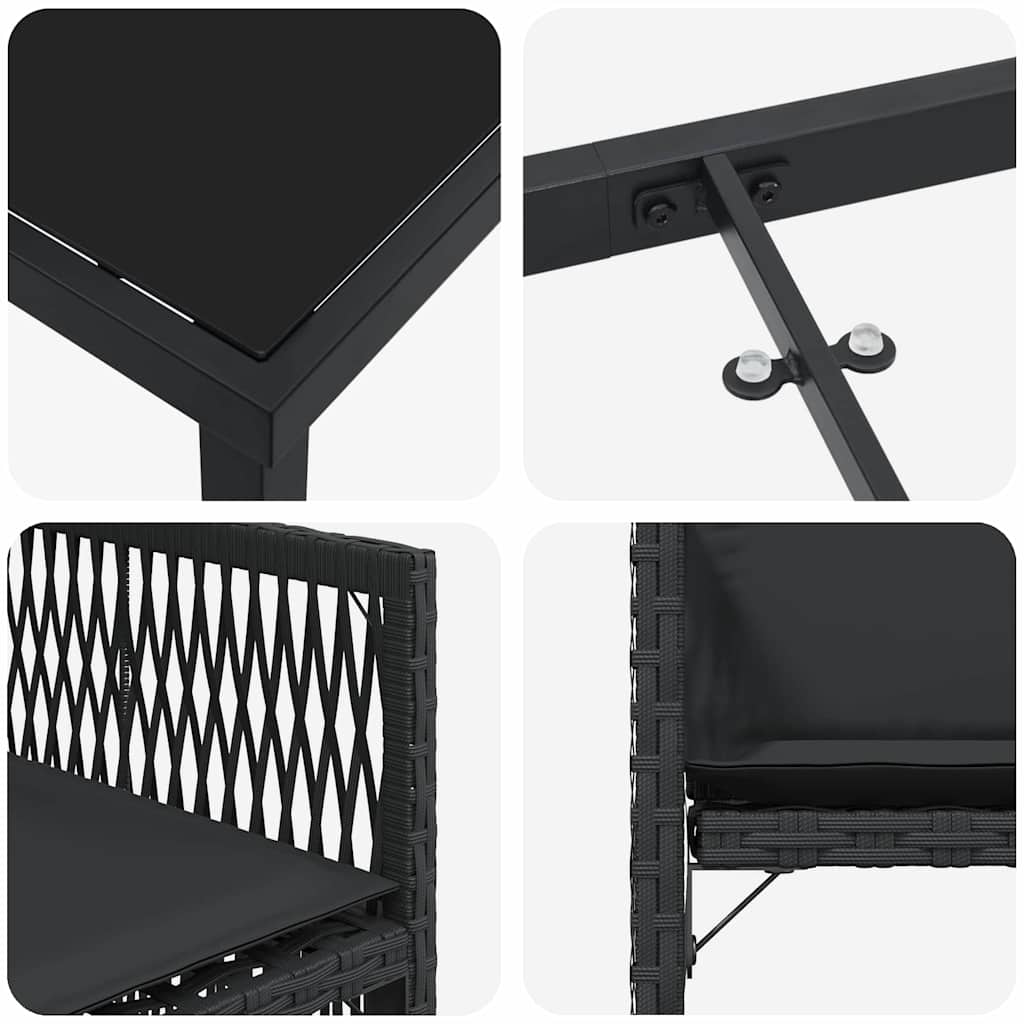 Have Spisebordssæt 5 stk. Sort polyrattan