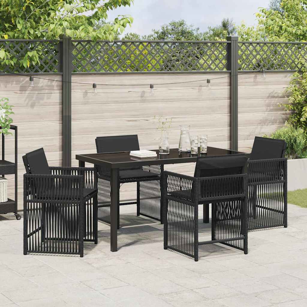 Have Spisebordssæt 5 stk. Sort polyrattan