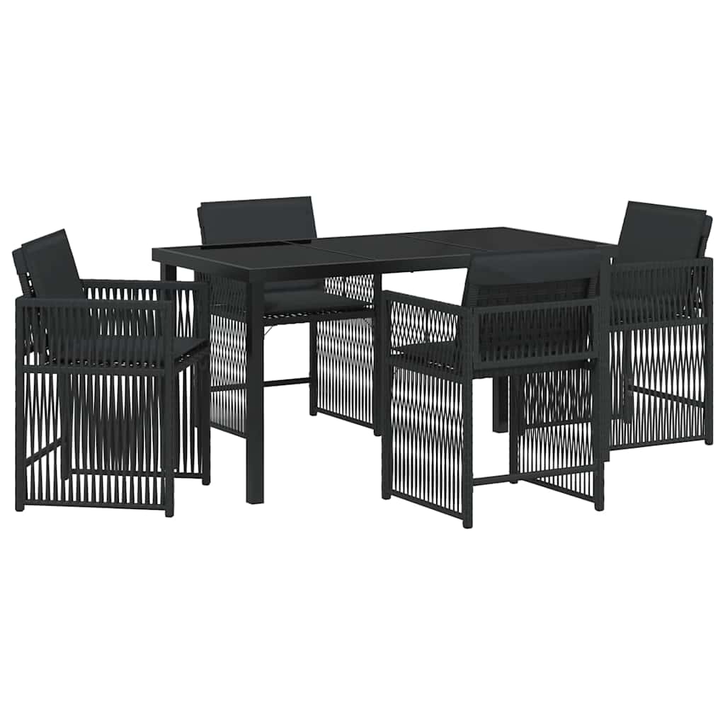 Have Spisebordssæt 5 stk. Sort polyrattan