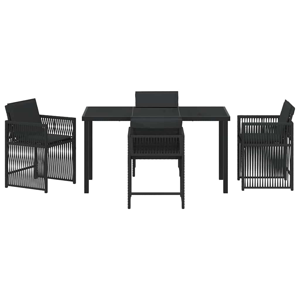 Have Spisebordssæt 5 stk. Sort polyrattan