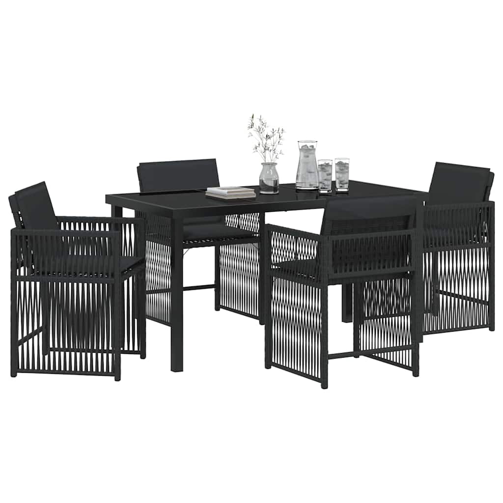 Have Spisebordssæt 5 stk. Sort polyrattan