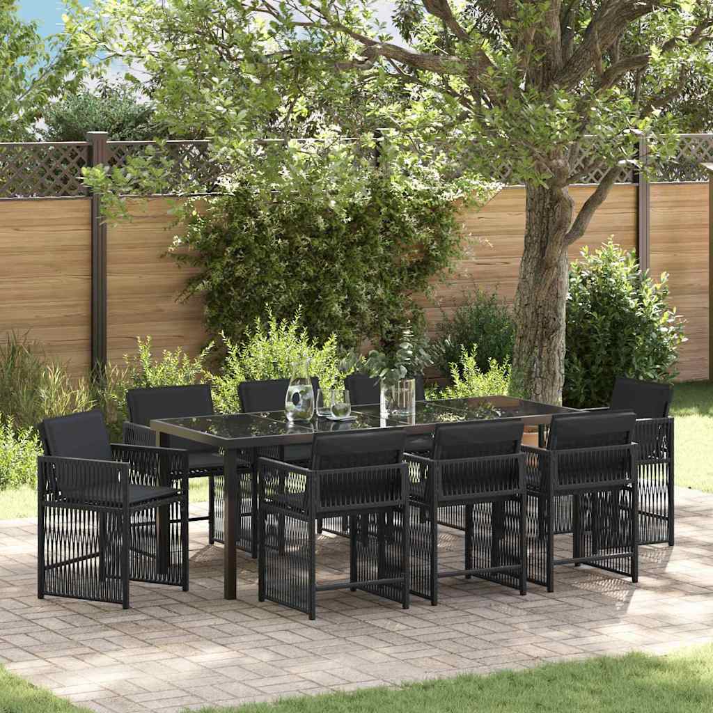 Have Spisebordssæt 9 pcs Sort polyrattan