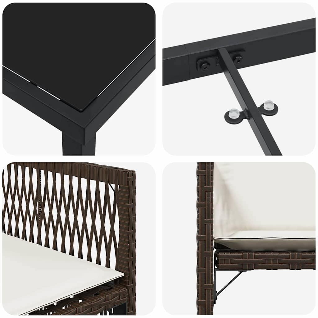 Have Spisebordssæt 5 stk. Brun polyrattan