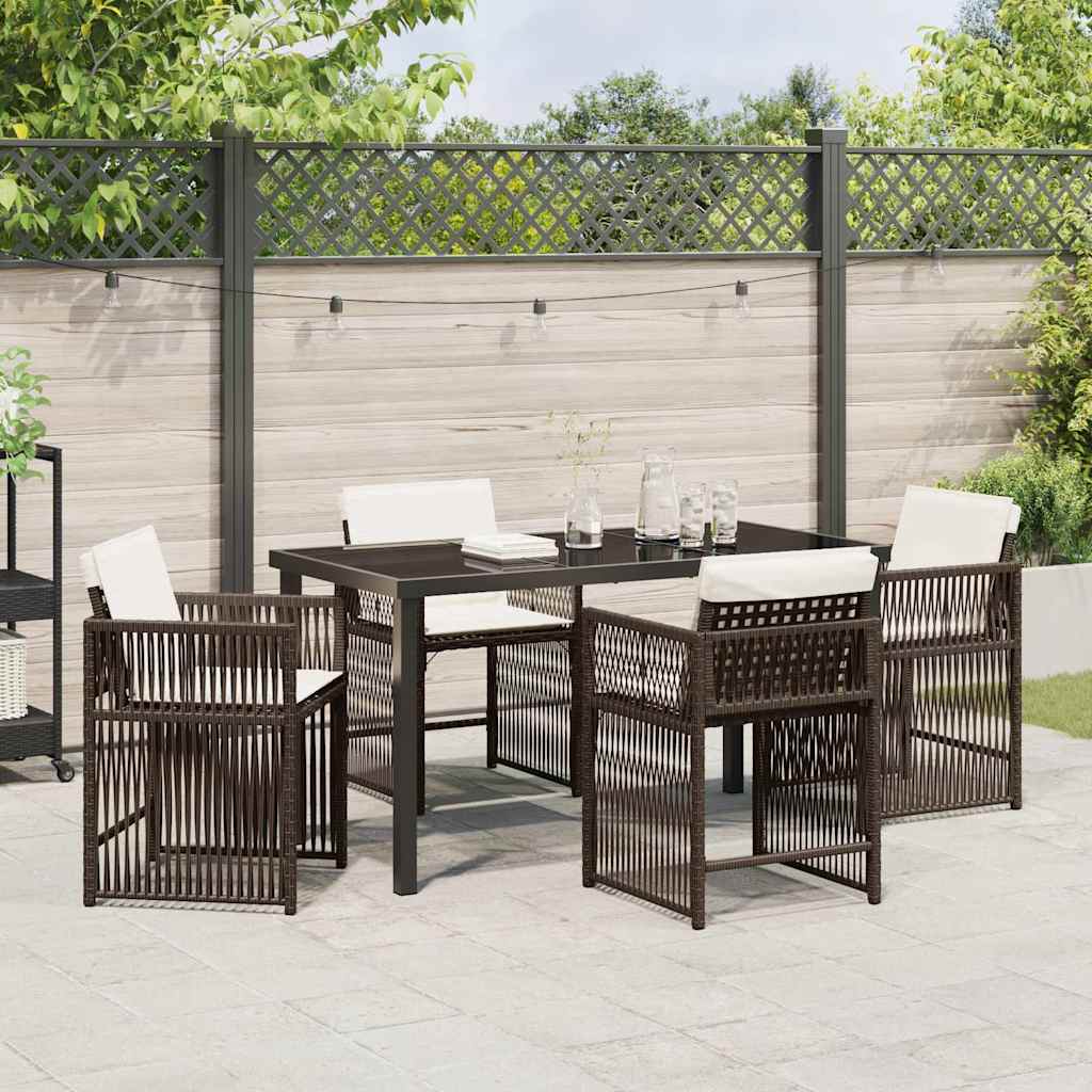 Have Spisebordssæt 5 stk. Brun polyrattan
