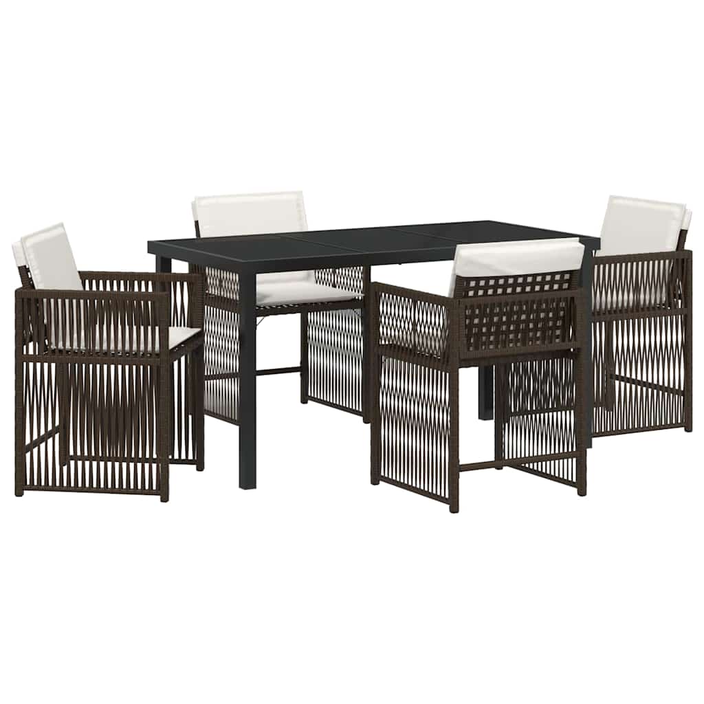 Have Spisebordssæt 5 stk. Brun polyrattan