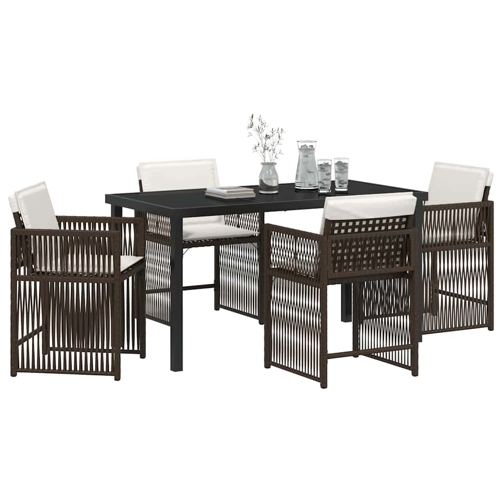 Have Spisebordssæt 5 stk. Brun polyrattan