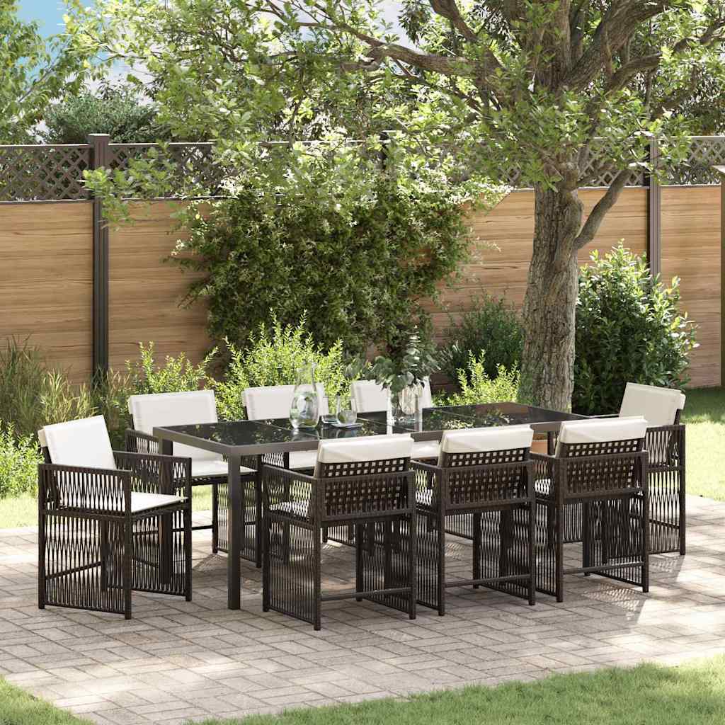 Have Spisebordssæt 9 pcs Brun polyrattan