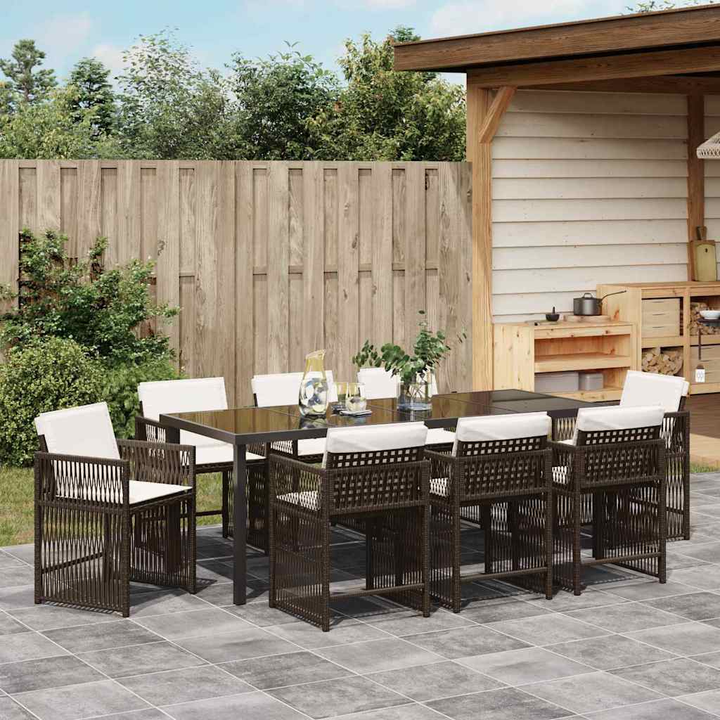 Have Spisebordssæt 9 pcs Brun polyrattan