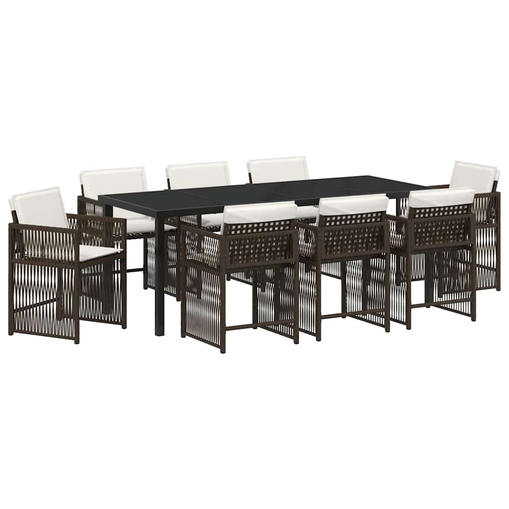 Have Spisebordssæt 9 pcs Brun polyrattan