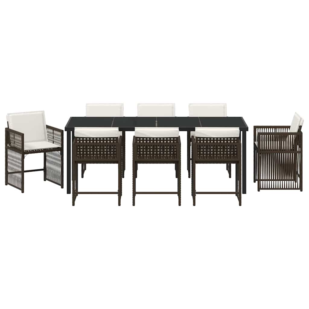 Have Spisebordssæt 9 pcs Brun polyrattan