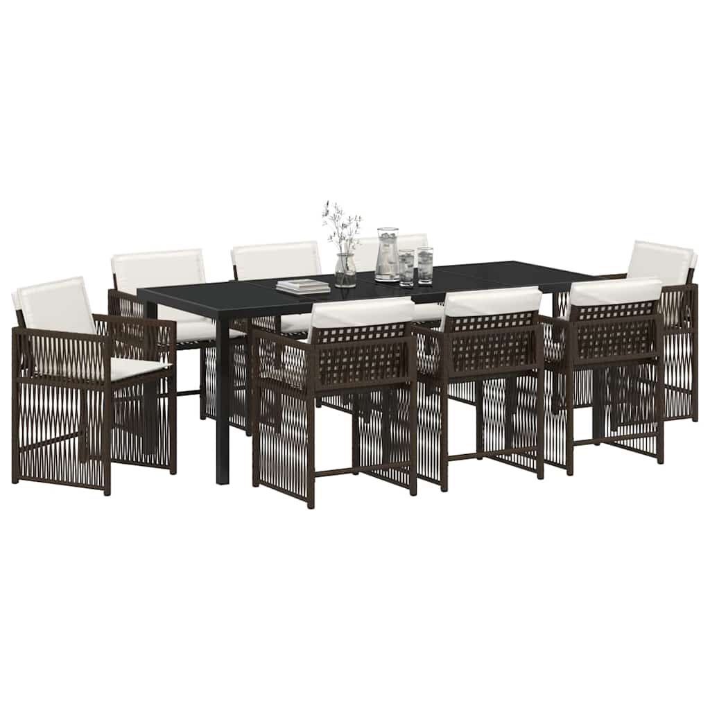 Have Spisebordssæt 9 pcs Brun polyrattan