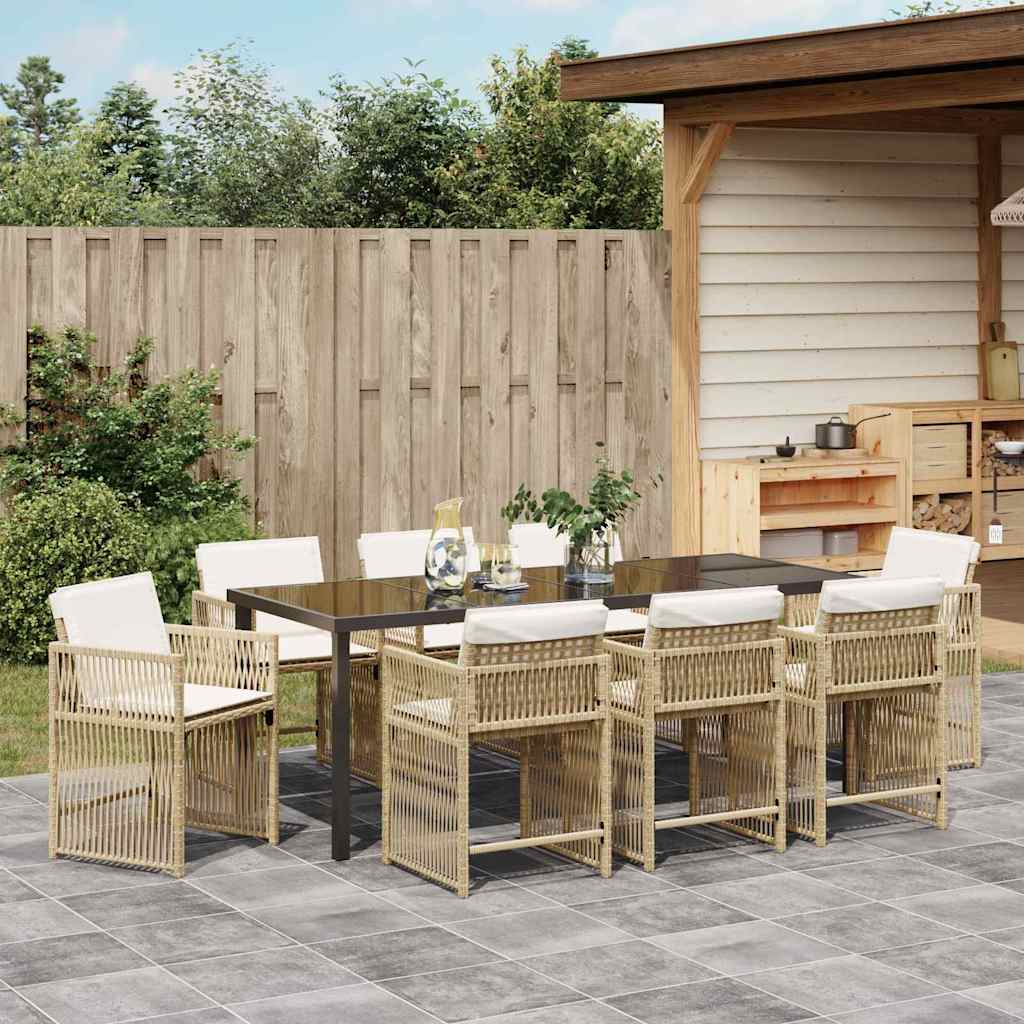 Have Spisebordssæt 9 pcs Beige polyrattan