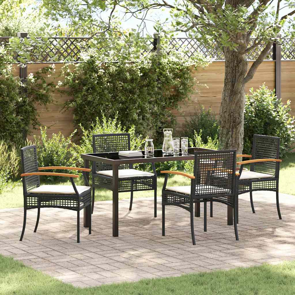 Have Spisebordssæt 5 stk. Sort Rattan