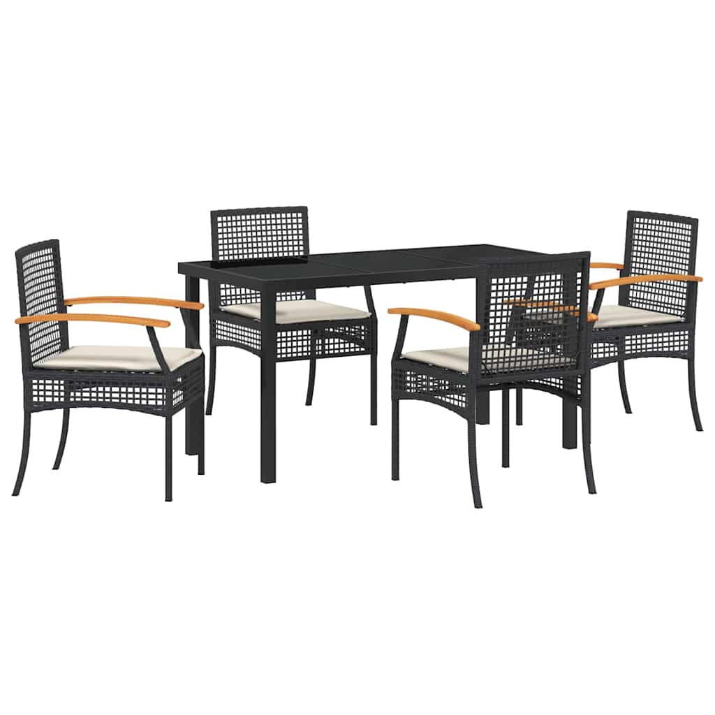 Have Spisebordssæt 5 stk. Sort Rattan