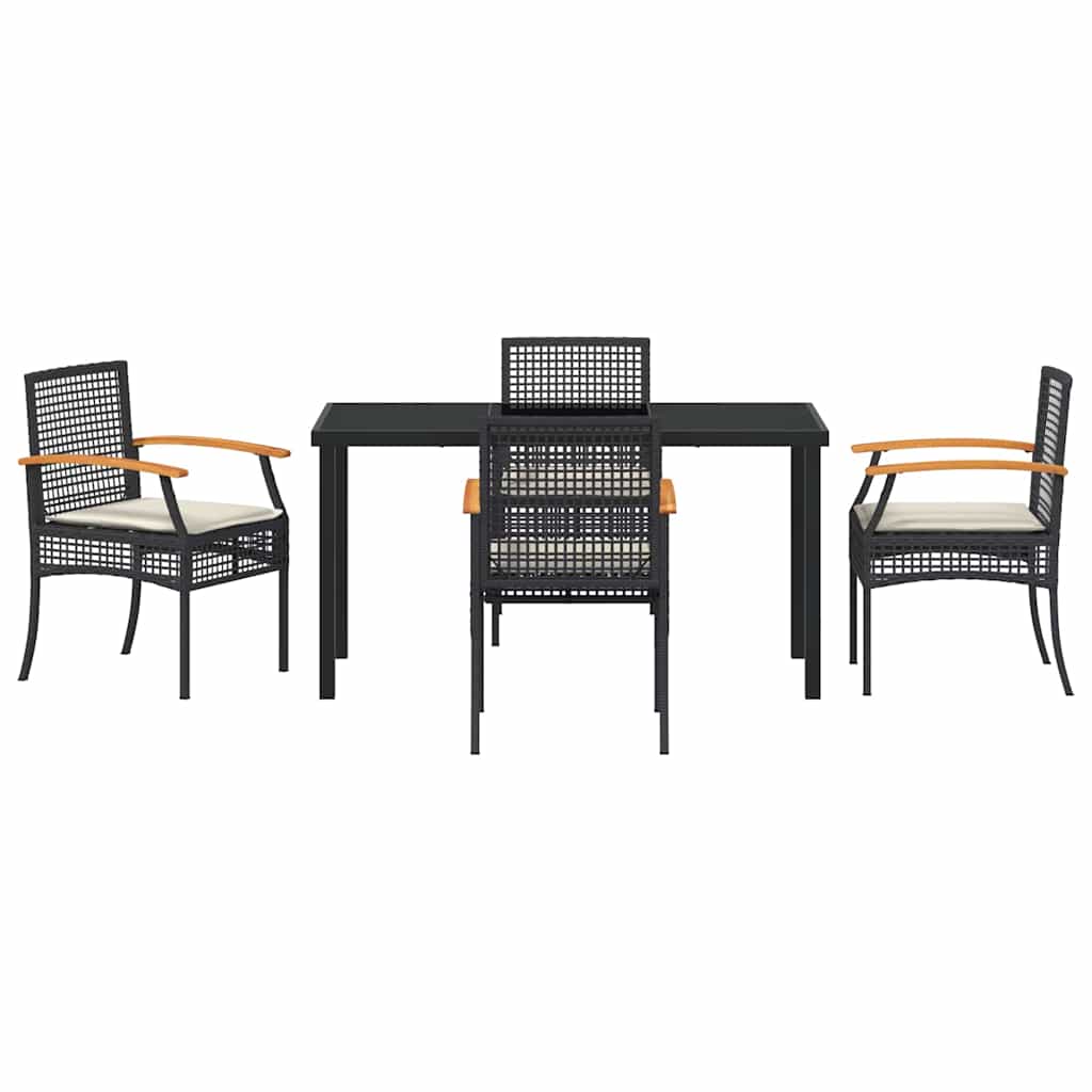 Have Spisebordssæt 5 stk. Sort Rattan