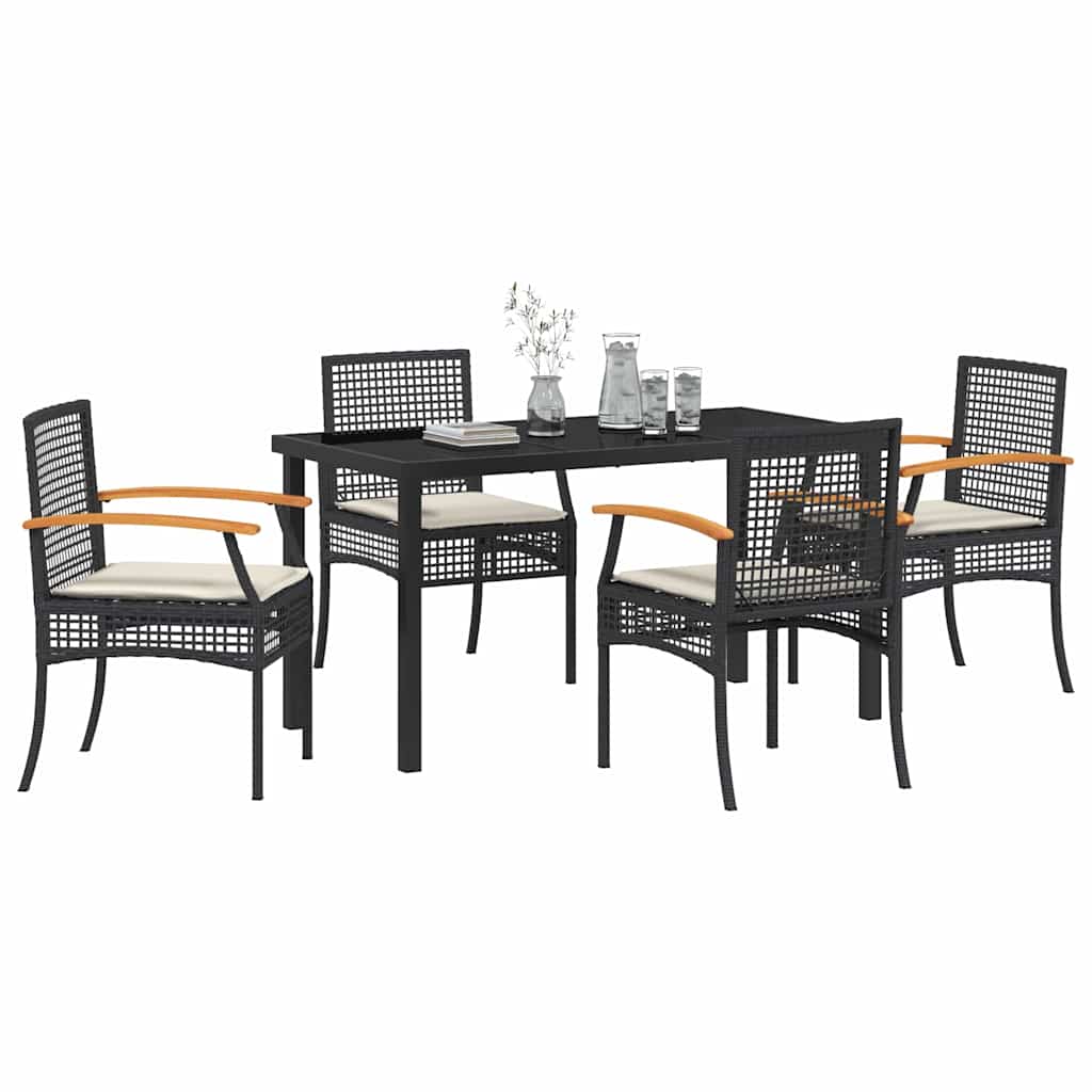 Have Spisebordssæt 5 stk. Sort Rattan
