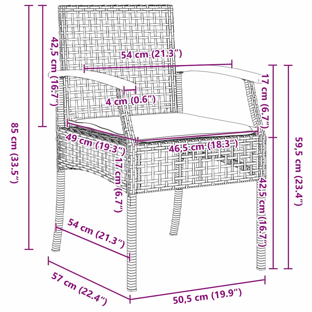 Have Spisebordssæt 5 stk. Sort Rattan