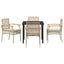 Have Spisebordssæt 5 stk. Beige og sort Rattan