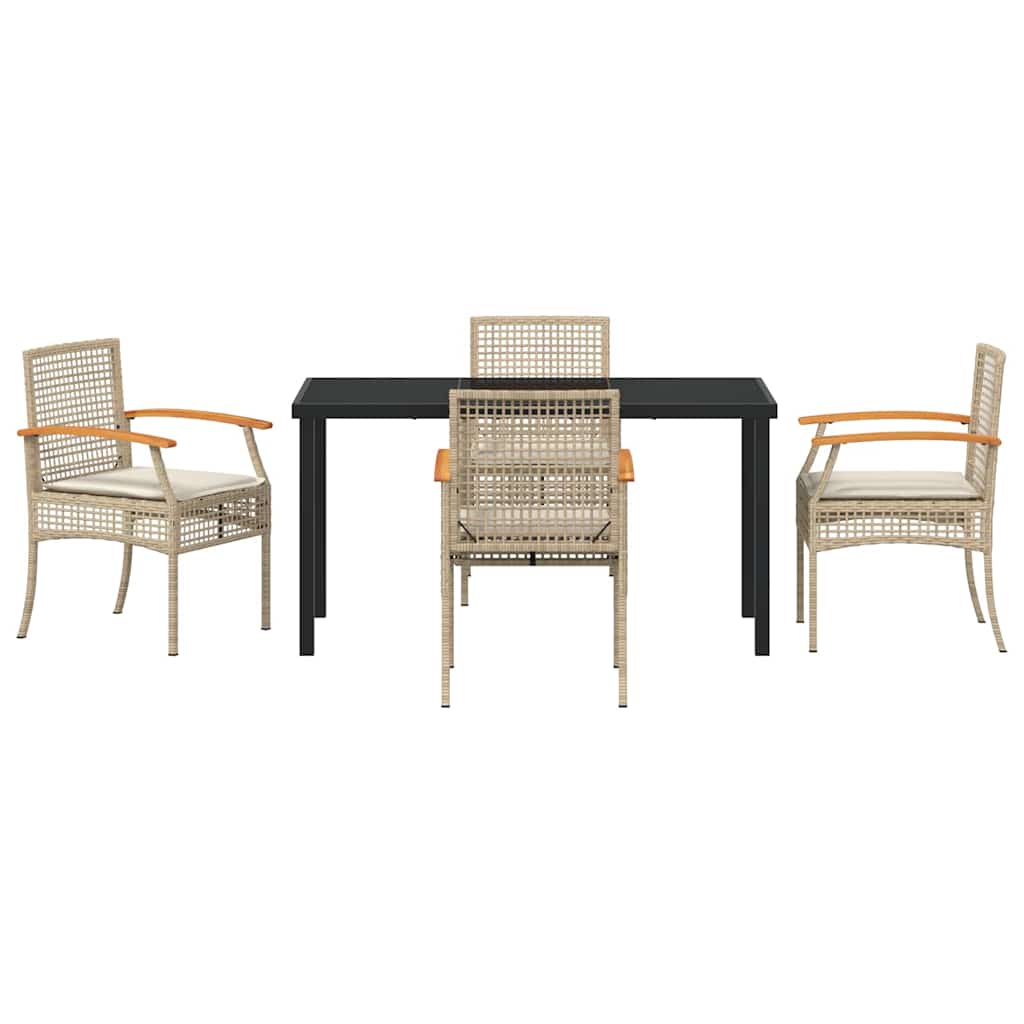 Have Spisebordssæt 5 stk. Beige og sort Rattan