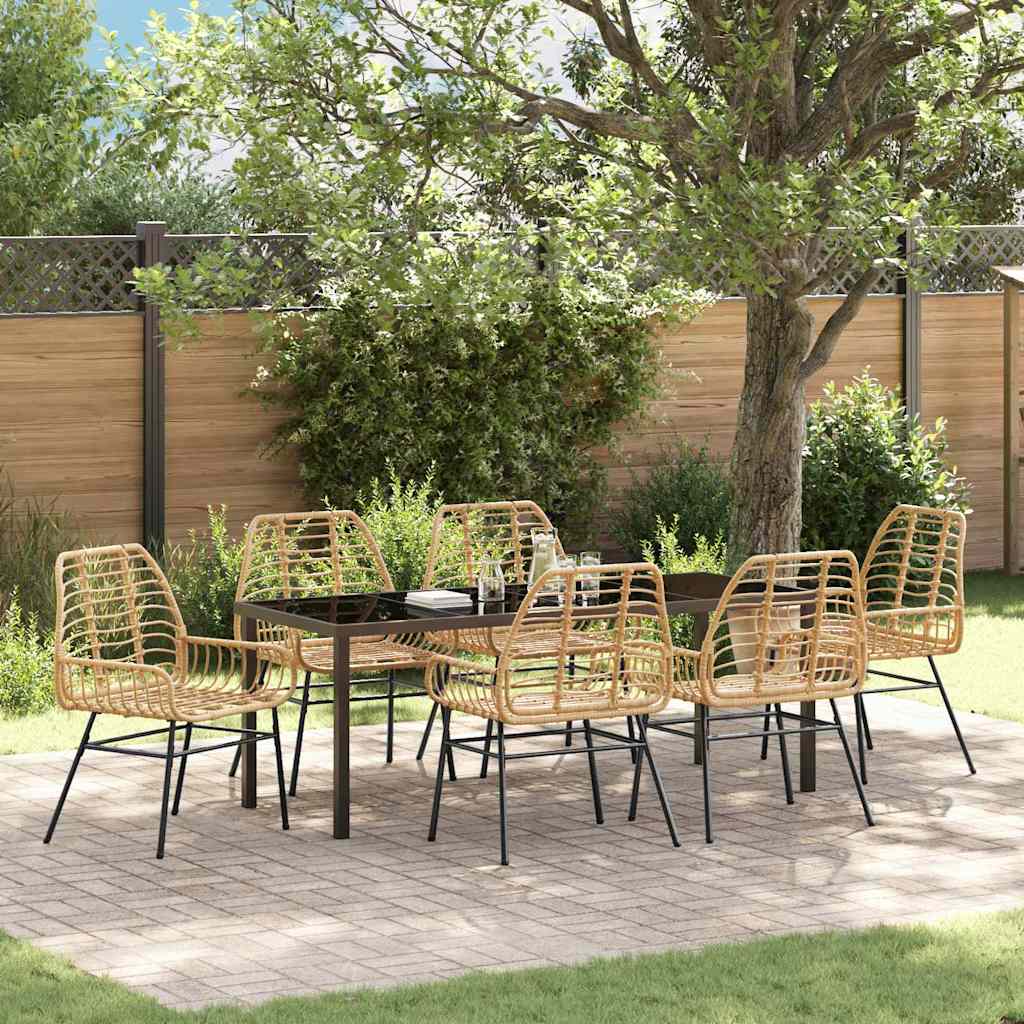 Have Spisebordssæt 7 pcs Brun polyrattan