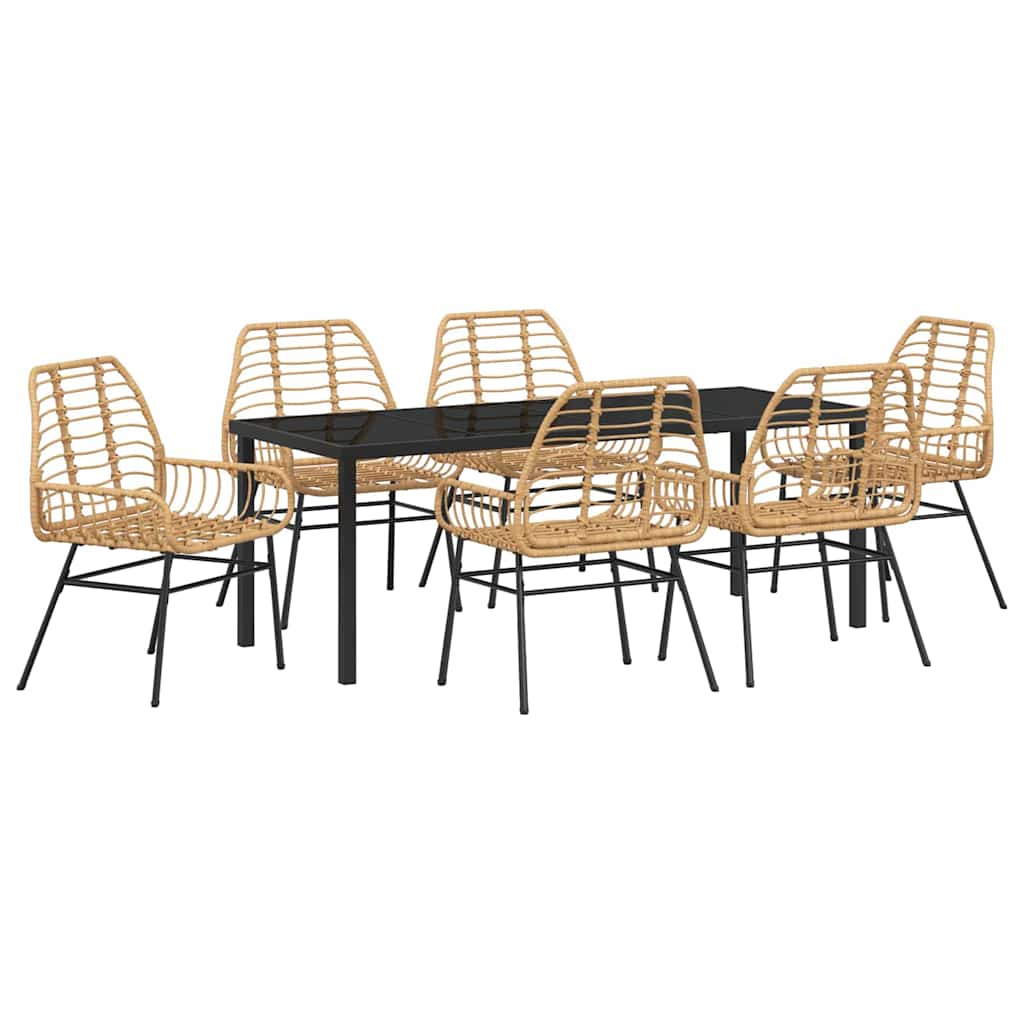 Have Spisebordssæt 7 pcs Brun polyrattan