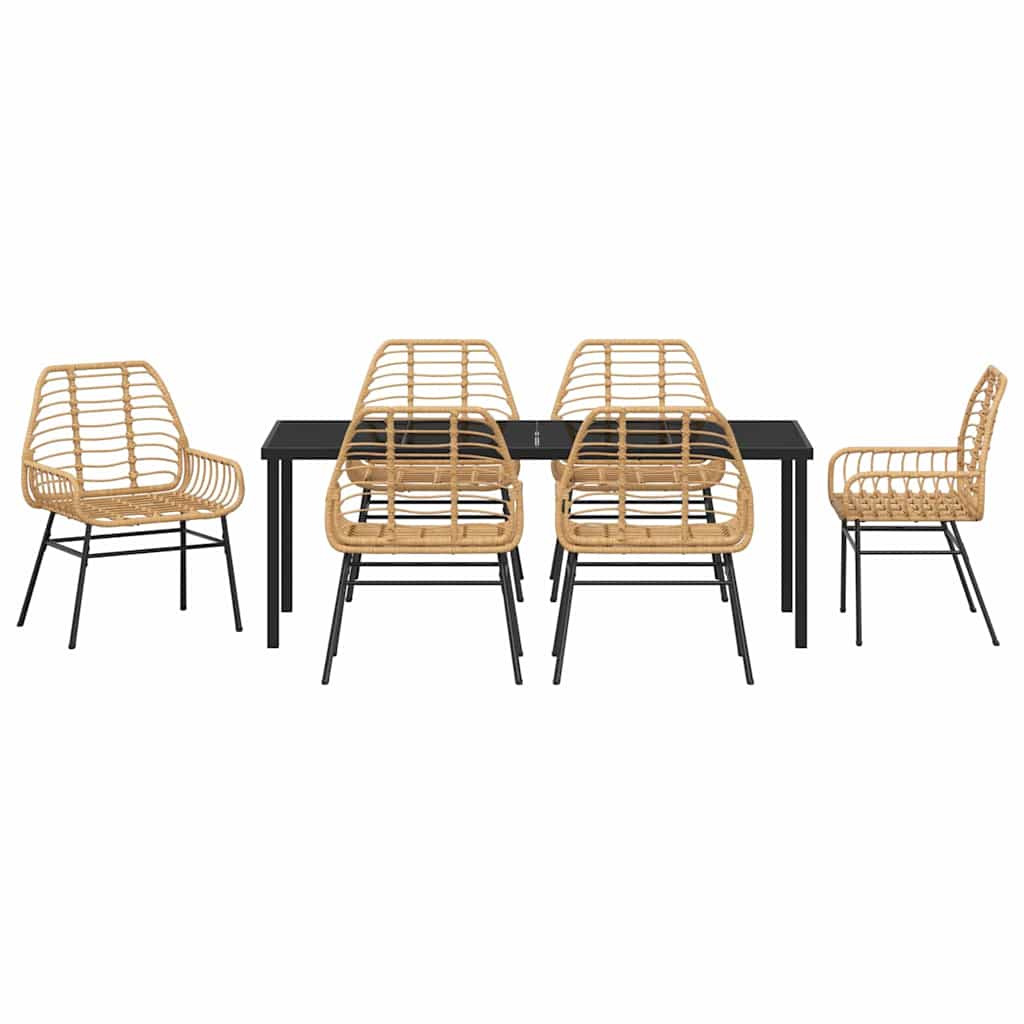 Have Spisebordssæt 7 pcs Brun polyrattan