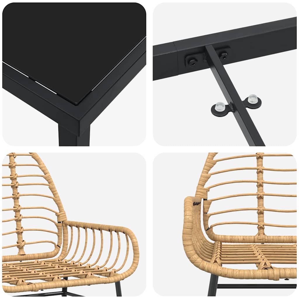 Have Spisebordssæt 9 pcs Brun polyrattan