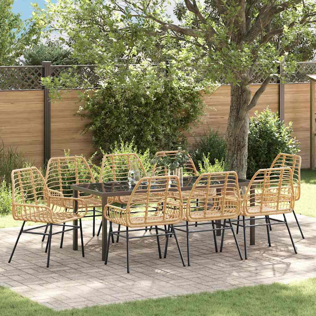 Have Spisebordssæt 9 pcs Brun polyrattan