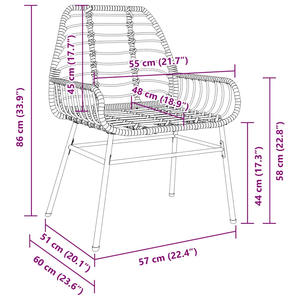 Have Spisebordssæt 9 pcs Brun polyrattan
