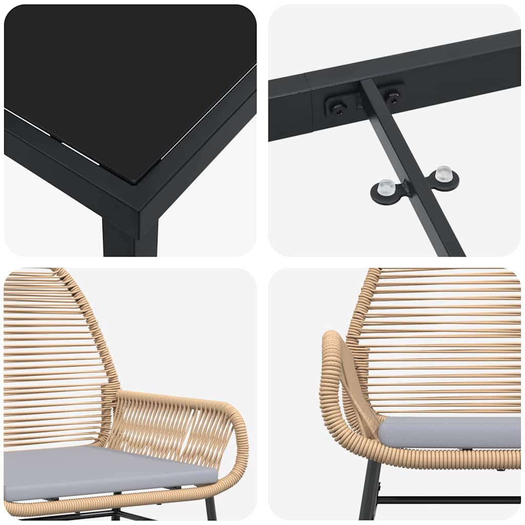 Have Spisebordssæt 5 stk. Brun polyrattan