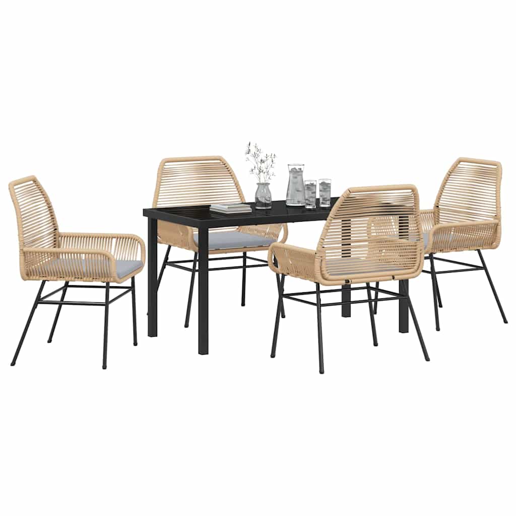 Have Spisebordssæt 5 stk. Brun polyrattan