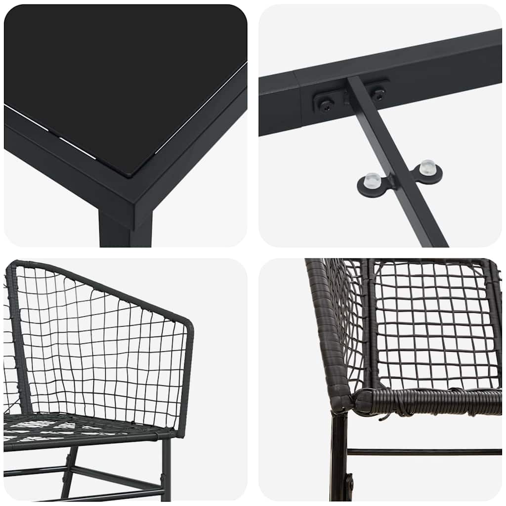 Have Spisebordssæt 7 pcs Sort polyrattan