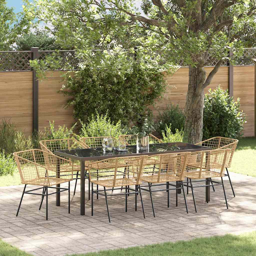 Have Spisebordssæt 9 pcs Brun polyrattan