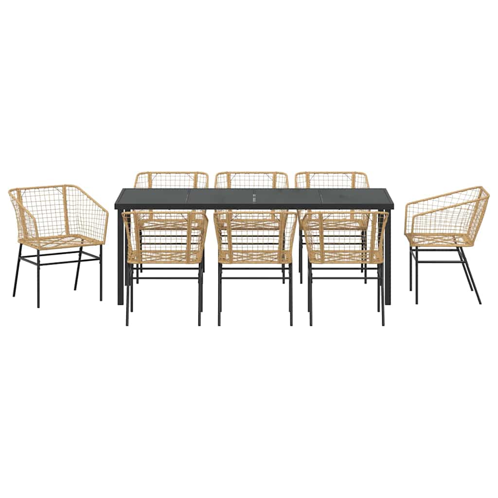 Have Spisebordssæt 9 pcs Brun polyrattan