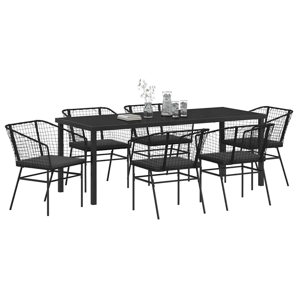 Have Spisebordssæt 7 pcs Sort polyrattan