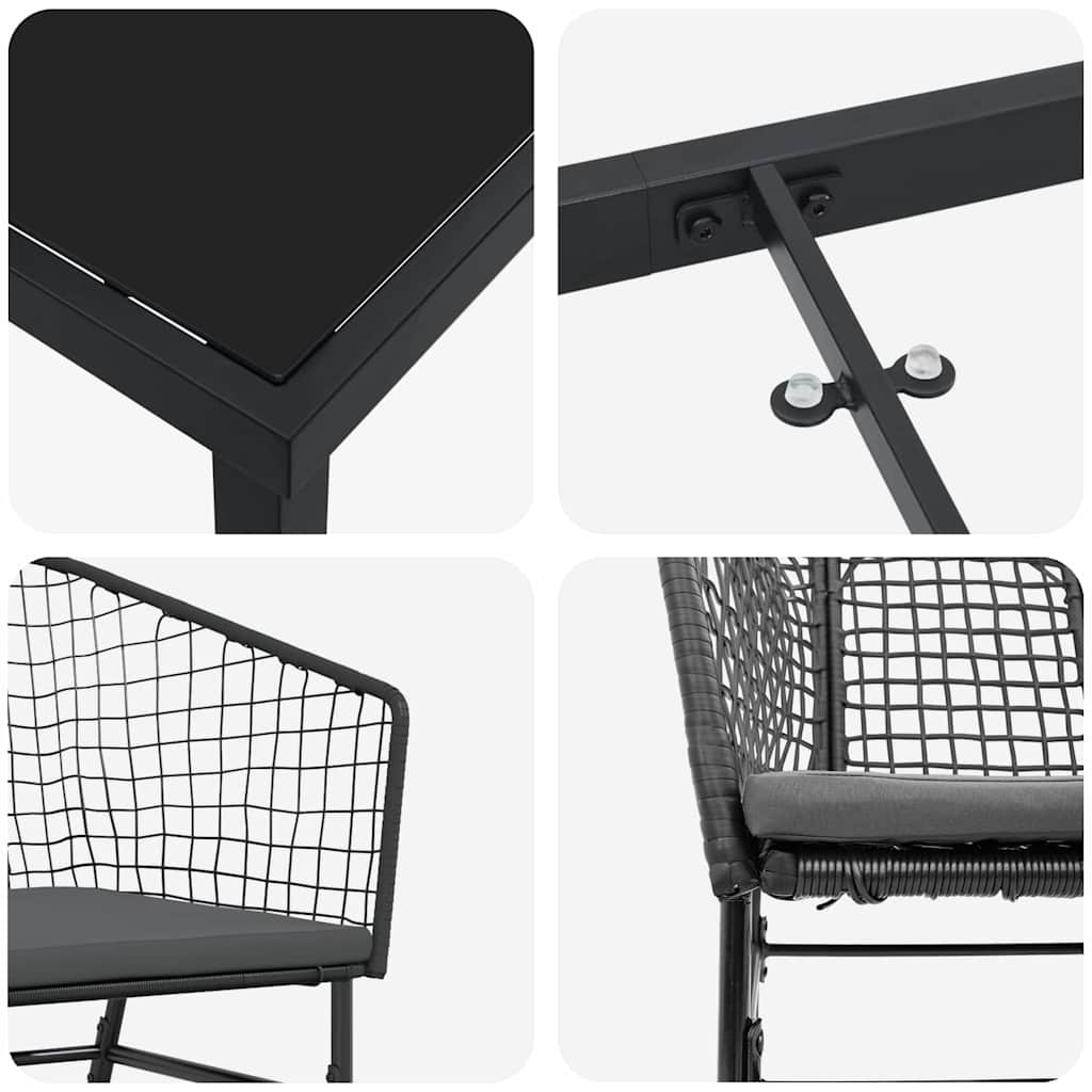 Have Spisebordssæt 9 pcs Sort polyrattan