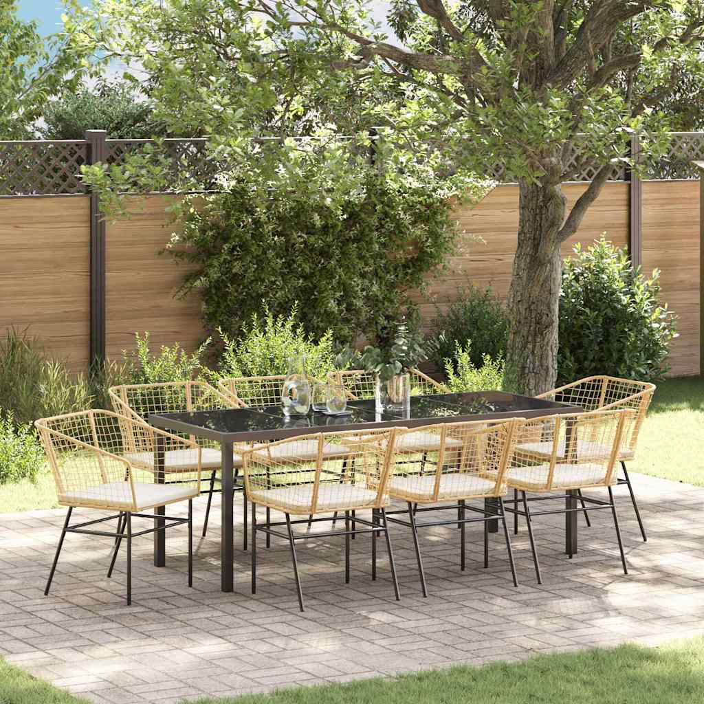 Have Spisebordssæt 9 pcs Brun polyrattan