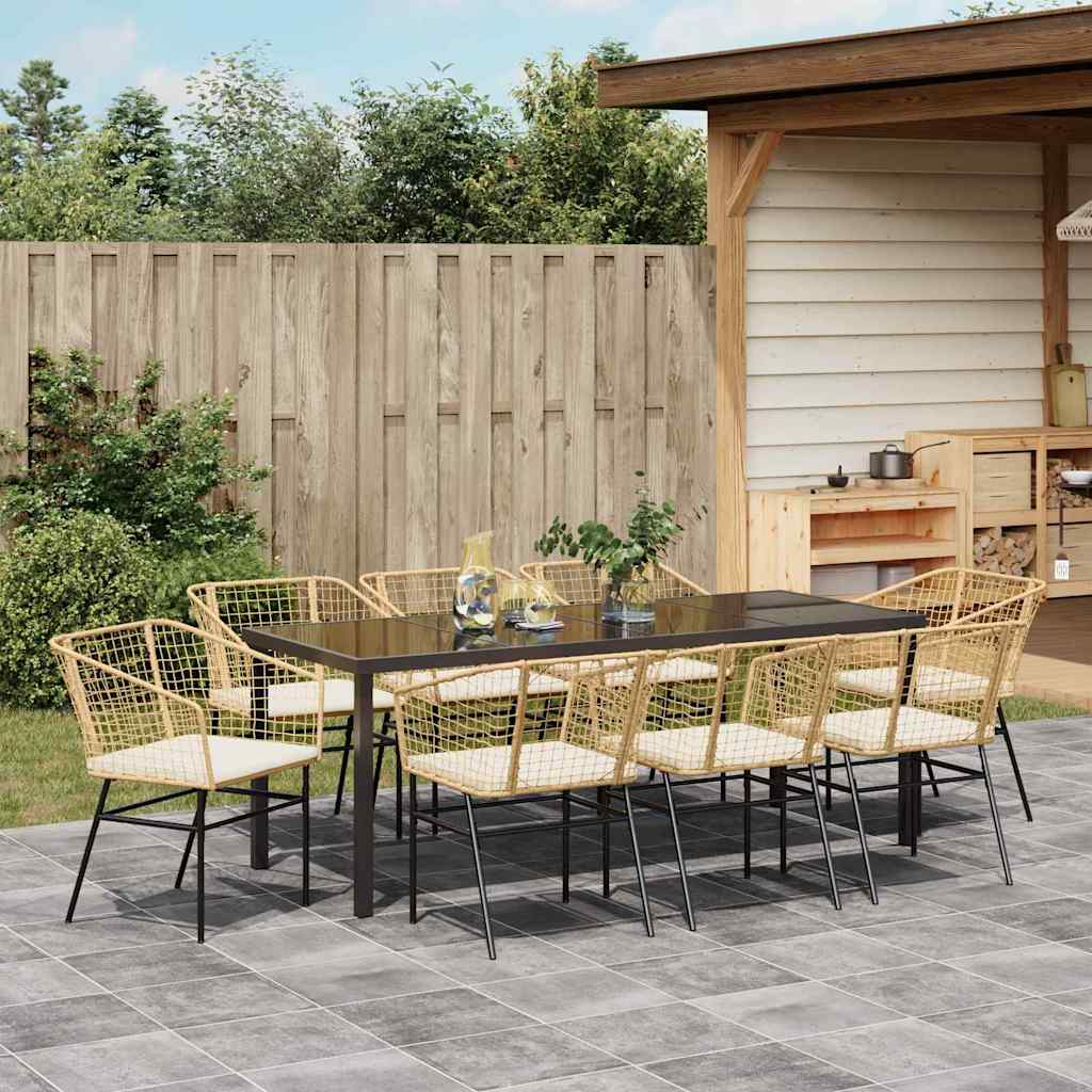Have Spisebordssæt 9 pcs Brun polyrattan