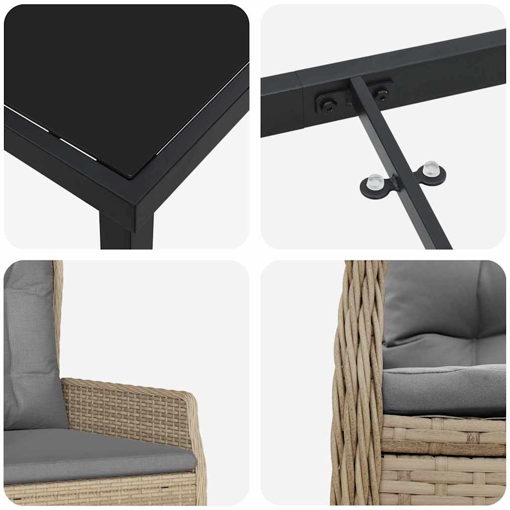 Have Spisebordssæt 5 stk. Beige og lys grå polyrattan